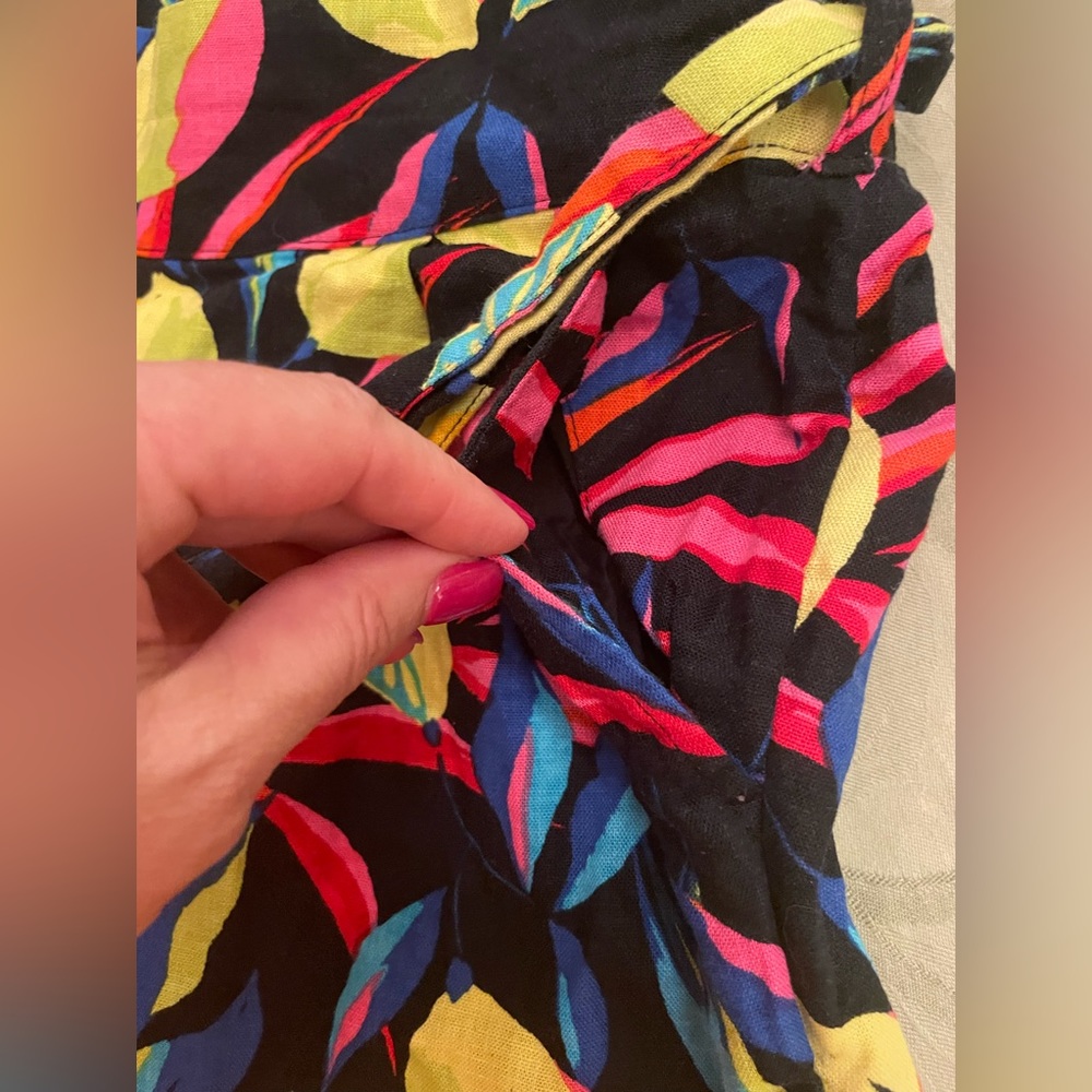 Tabitha Brown for Target Bold Tropical Lemon Print Linen Blend Wide Leg Pants SM - Picture 9 of 16